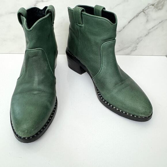 Jeffrey Campbell Womens Konda Ankle Boot Booties Size 7 Leather Western Green - Picture 1 of 10